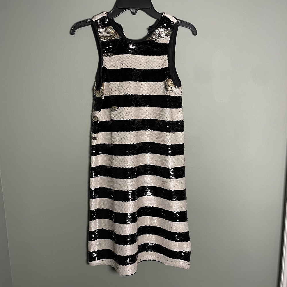 GB Girls Dress Size M Black & Silver Sequin Party Dress Sleeveless